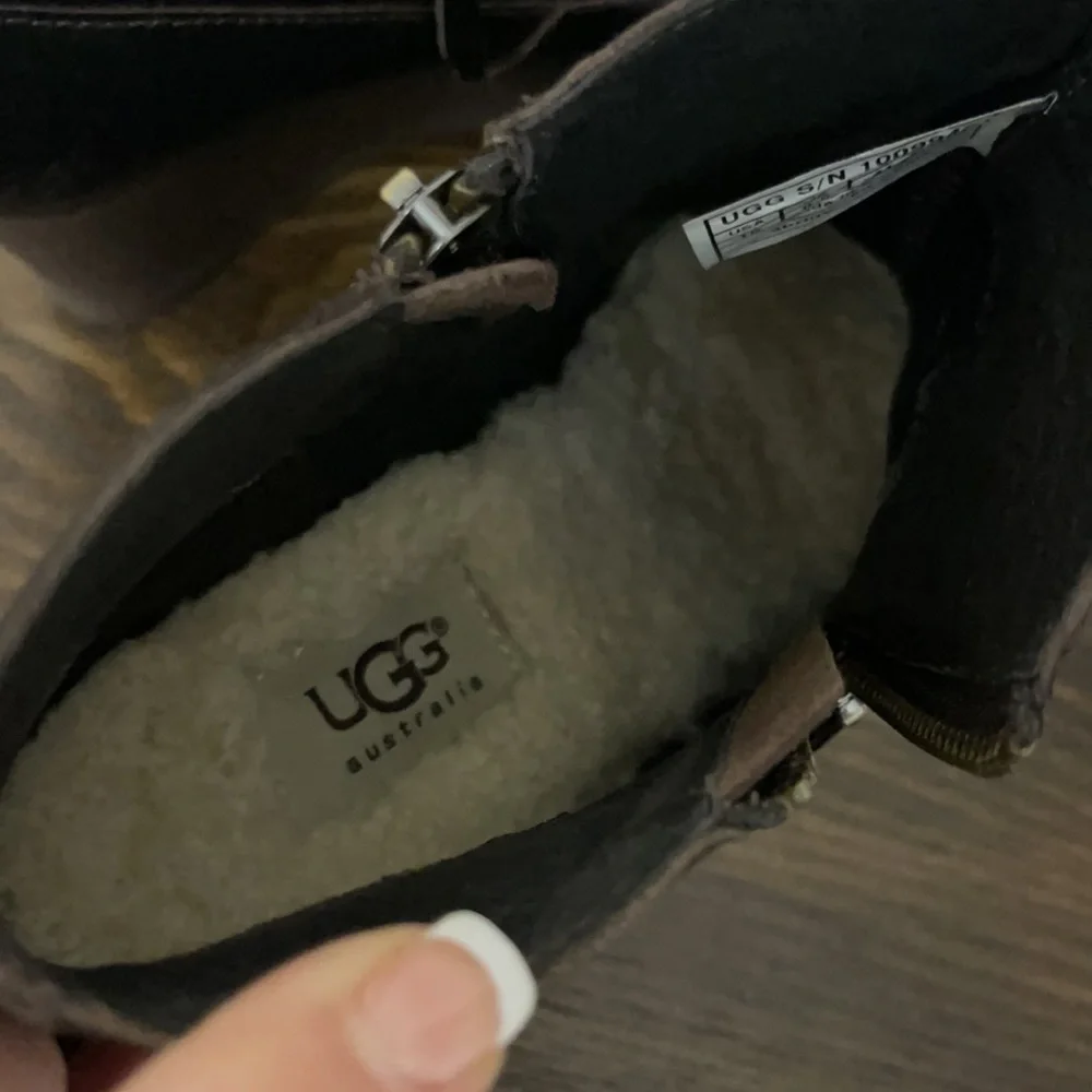UGG Brown Lodge Meredith Shearling Lined Wedge Ankle Boots Size 10